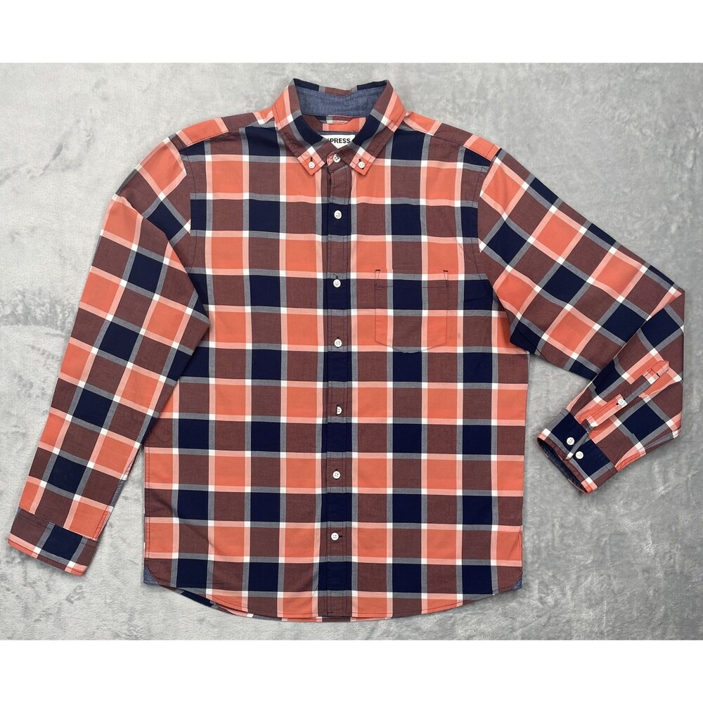 Express 100% Cotton Men's Long Sleeve Button Up Shirt Large